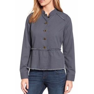Nordstrom Gray Peplum Fray Twill Jacket Size Medium